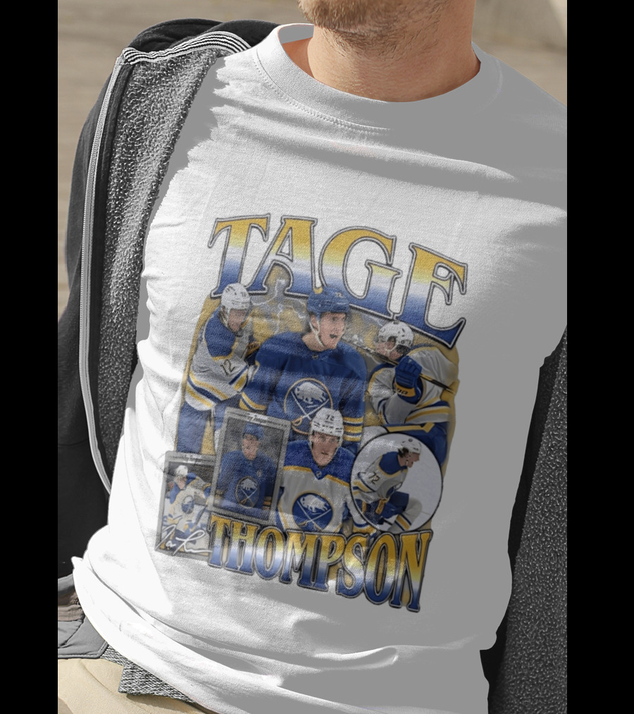 Tage Thompson 72 Buffalo Sabres Ice Hockey Player Action Collage T-Shirt