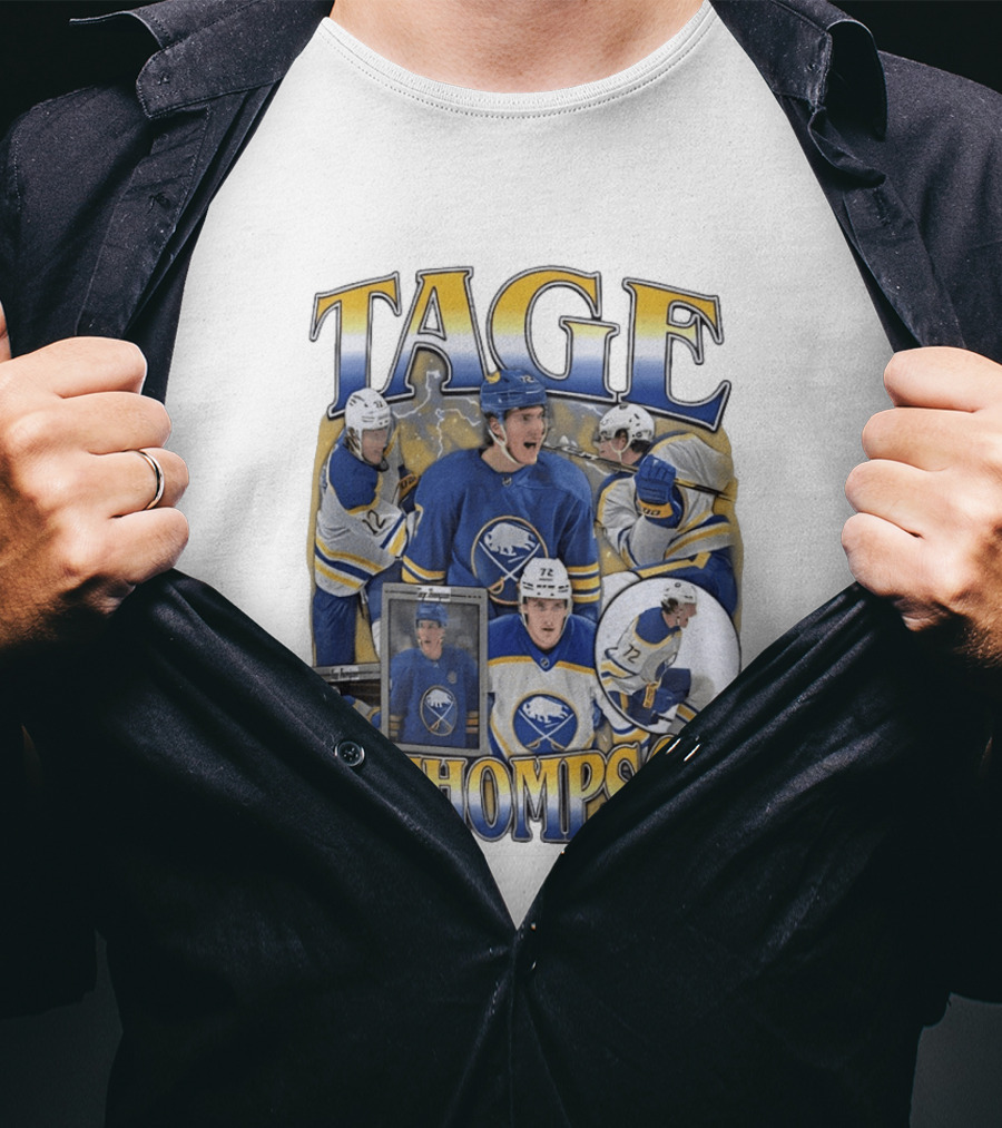 Tage Thompson 72 Buffalo Sabres Ice Hockey Player Action Collage T-Shirt