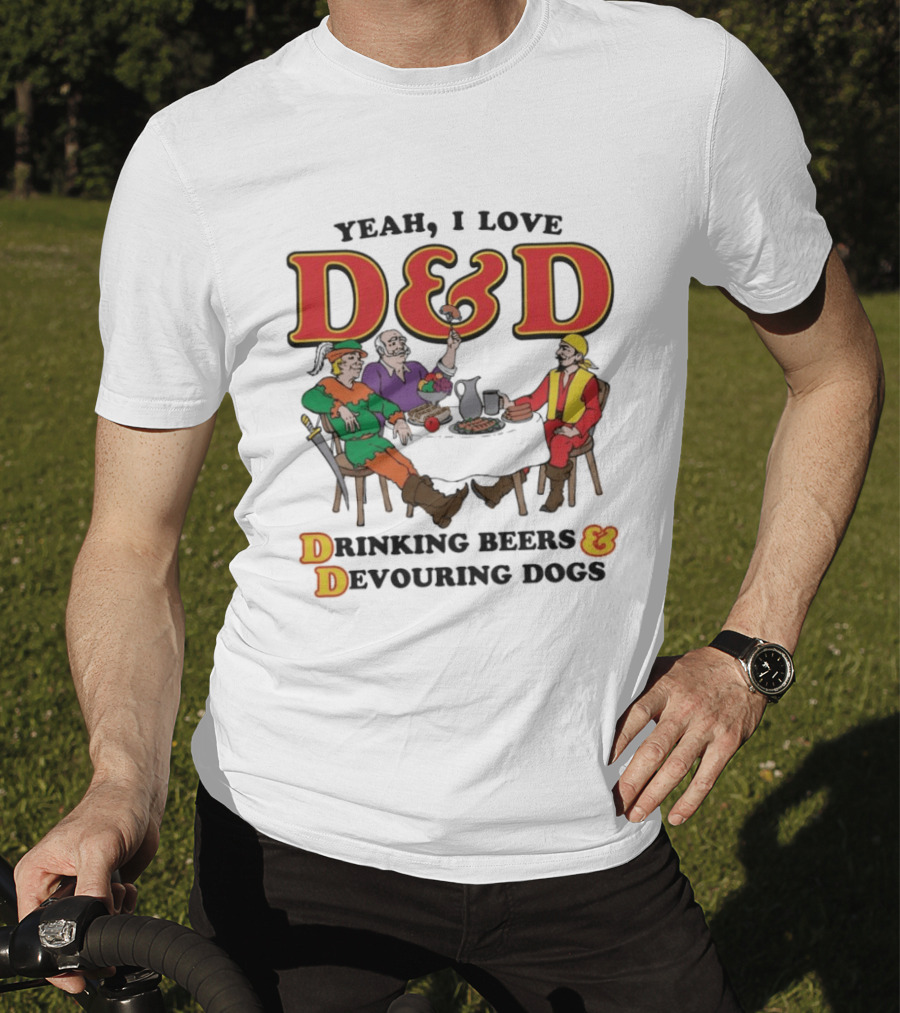 Yeah I Love D&D Drinking Beers And Devouring Dogs Gaming Table Fun T-Shirt