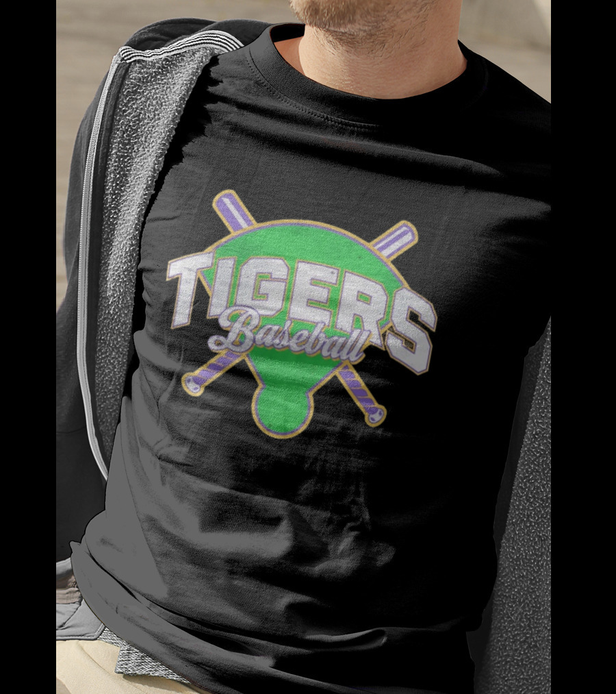 Tigers Baseball LSU Field Crossed Bats T-Shirt