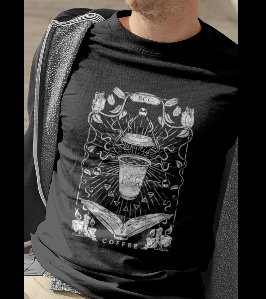 Blackcraft Coffee Tarot Mystical Cup And Moth Symbolism T-Shirt