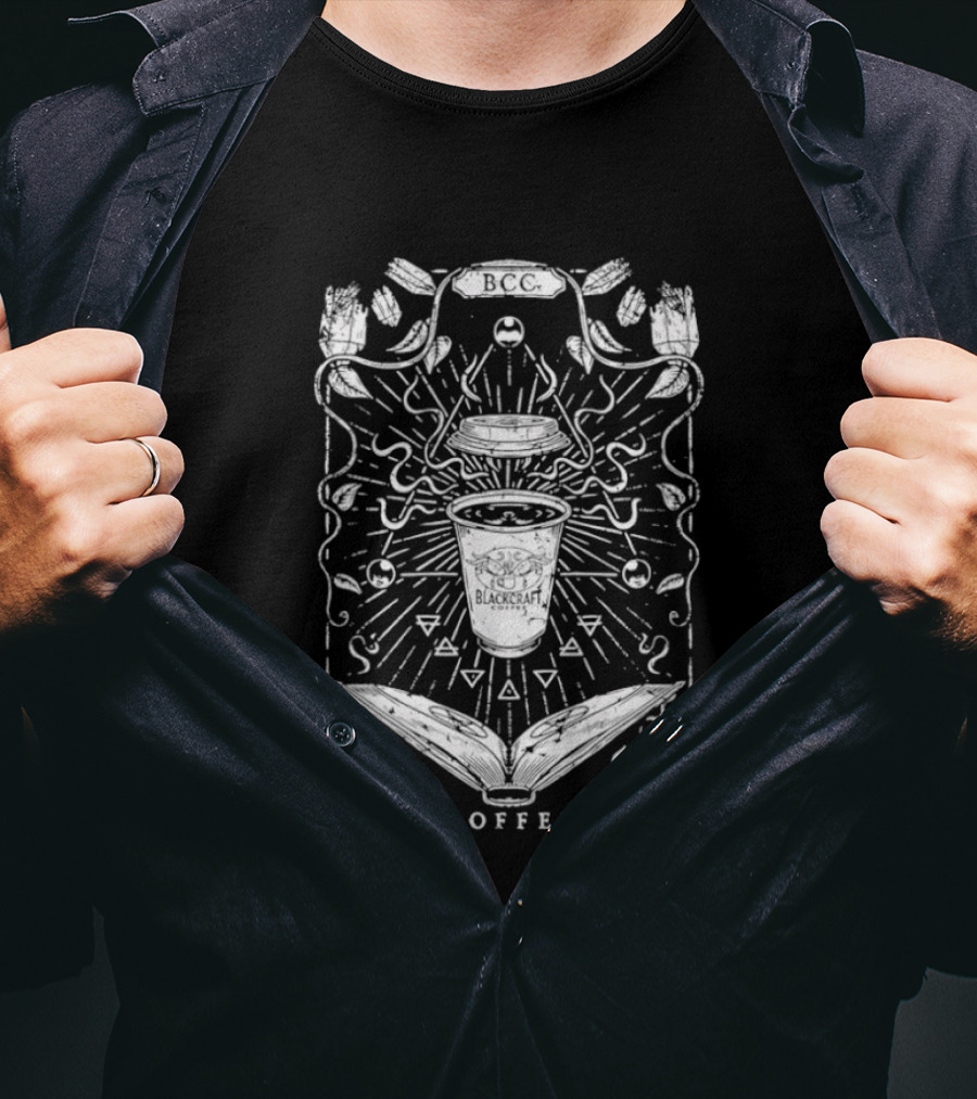 Blackcraft Coffee Tarot Mystical Cup And Moth Symbolism T-Shirt