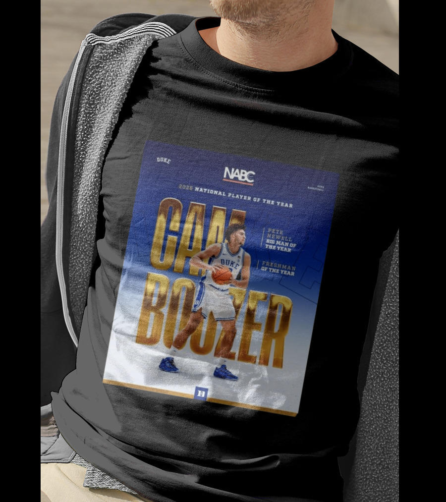 Duke Basketball Cameron Boozer 2026 National Player Pete Newell Big Man Freshman Of The Year T-Shirt