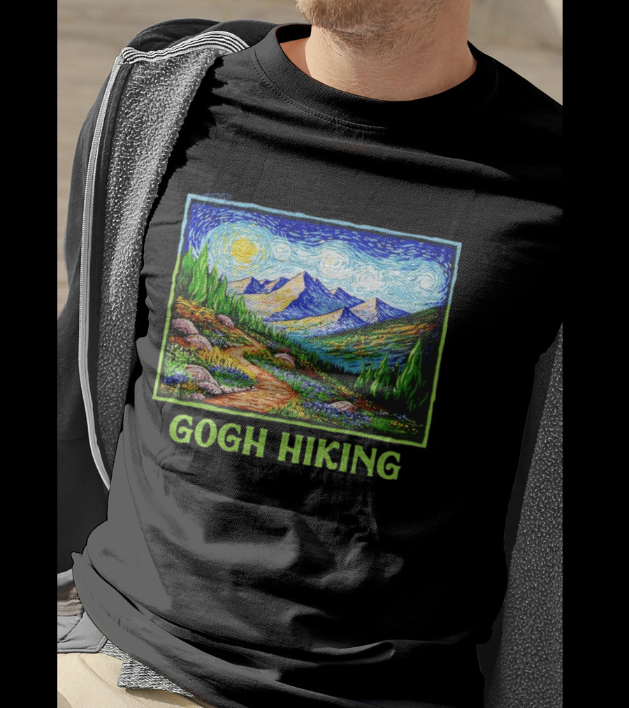 Van Gogh Starry Night Hiking Adventure T-Shirt