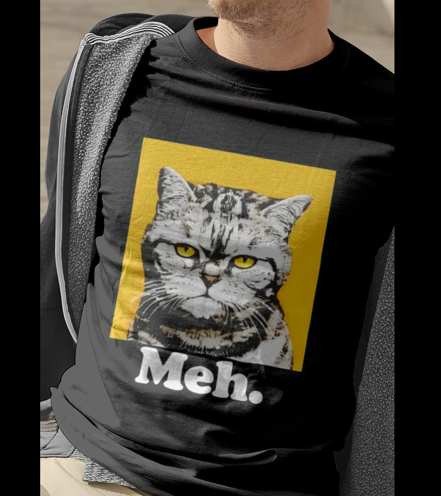 Meh Angry Cat With Yellow Eyes T-Shirt