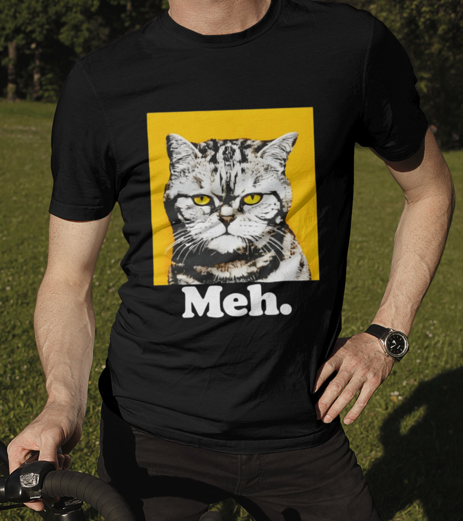 Meh Angry Cat With Yellow Eyes T-Shirt