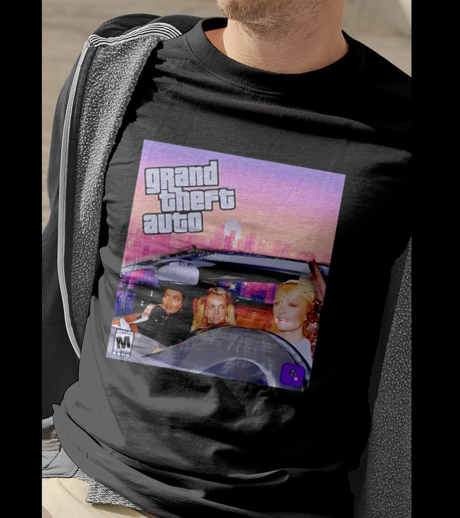 Grand Theft Auto Cover Paris And Britney Driving T-Shirt