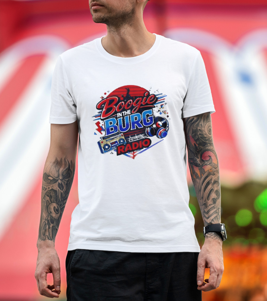 Boogie In The Burg Radio Music Headphones Boombox Dance T-Shirt