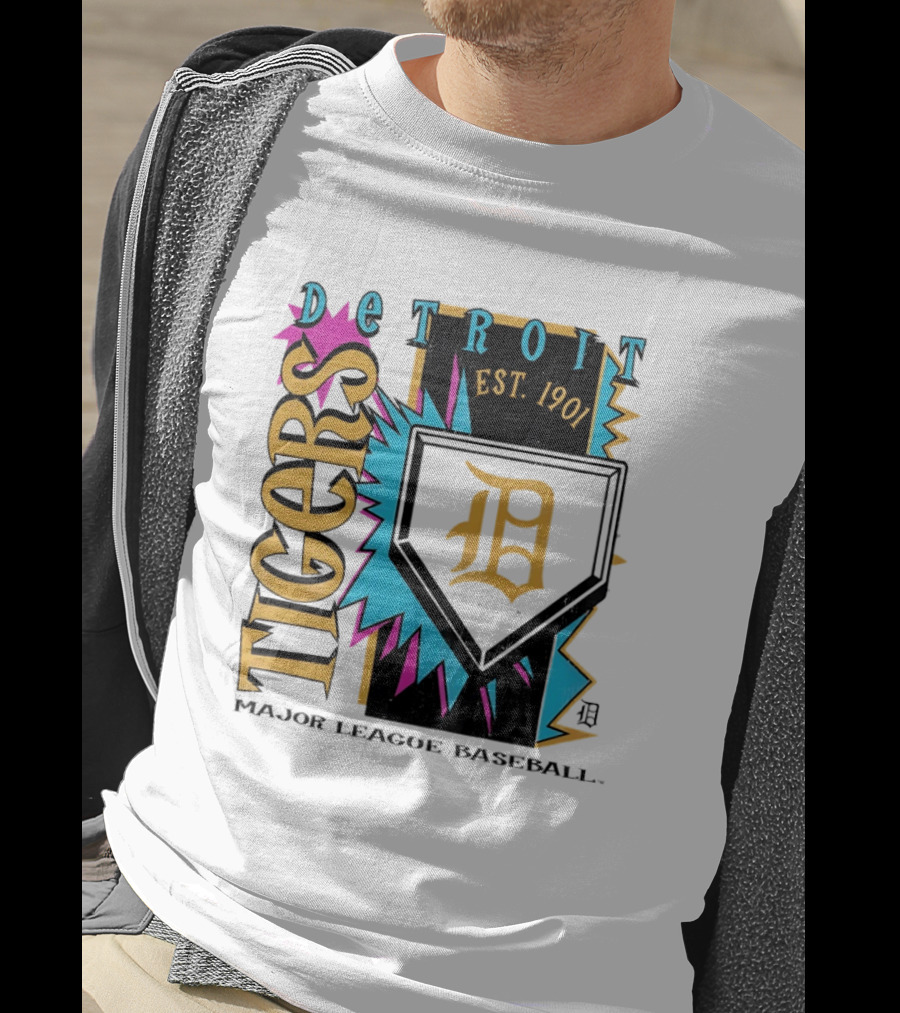 Detroit Tigers Major League Baseball Neon Cooperstown Est 1901 T-Shirt