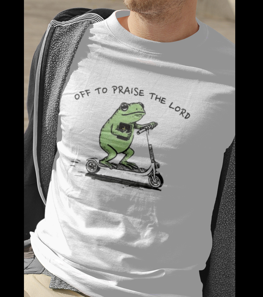 Off To Praise The Lord Frog Bible Study Scooter T-Shirt