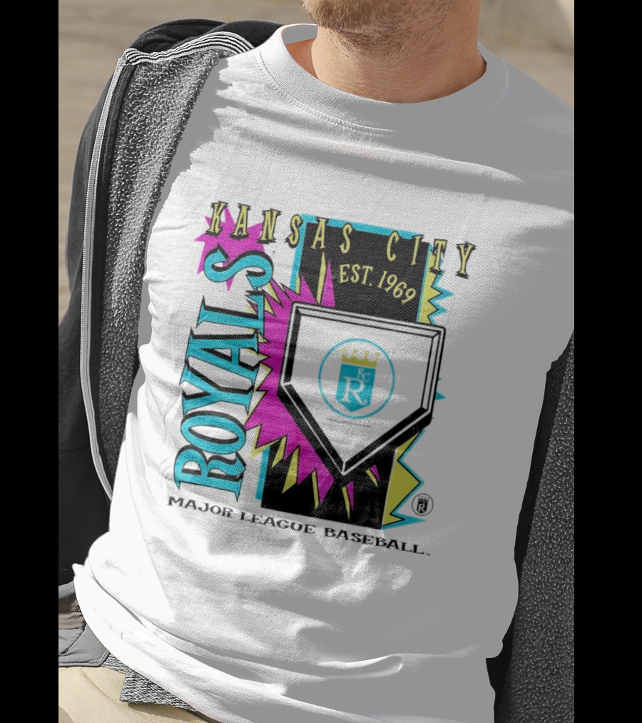 Kansas City Royals MLB Cooperstown Neon Field Shock Est 1969 Major League Baseball T-Shirt