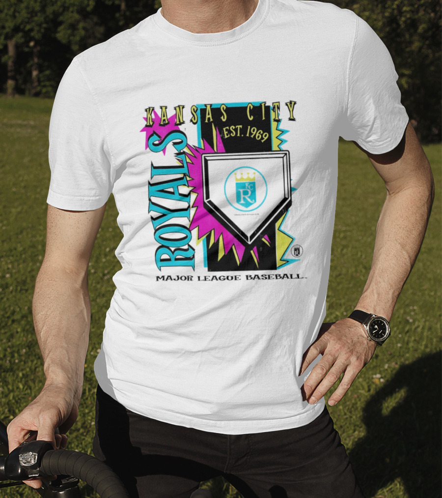 Kansas City Royals MLB Cooperstown Neon Field Shock Est 1969 Major League Baseball T-Shirt