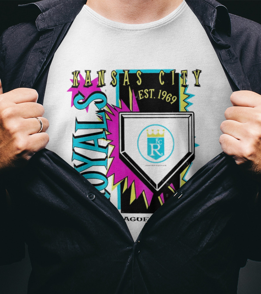 Kansas City Royals MLB Cooperstown Neon Field Shock Est 1969 Major League Baseball T-Shirt