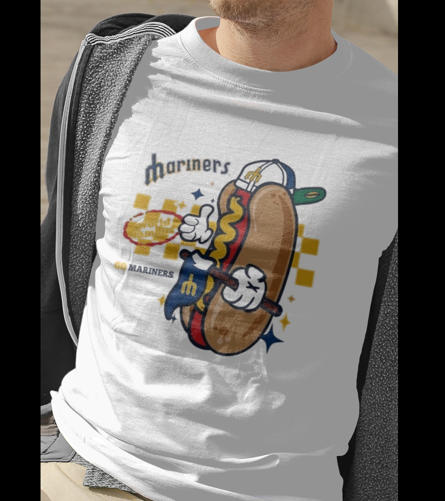 Mariners World Famous Hot Dog Mascot With Baseball T-Shirt