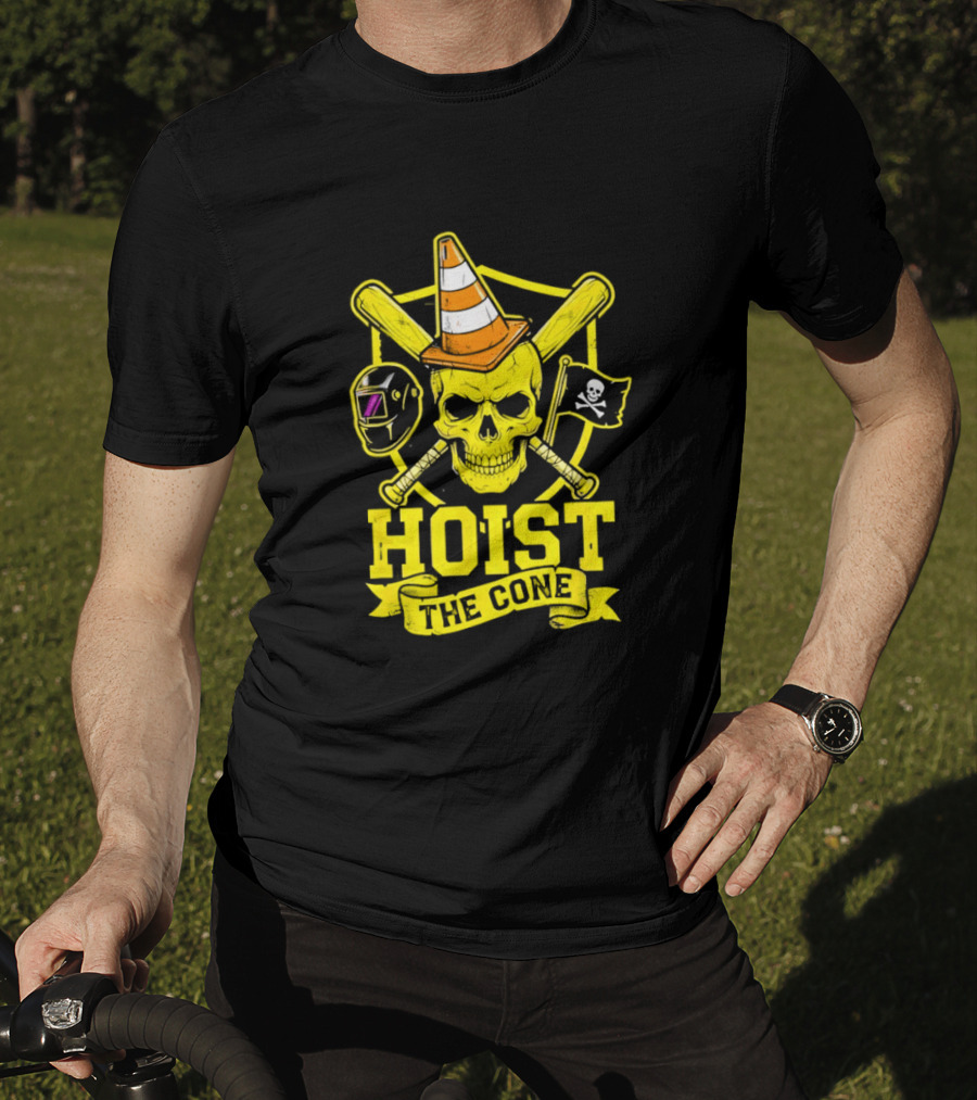 Hoist The Cone Pirate Skull Traffic Cone Baseball Crossbones T-Shirt
