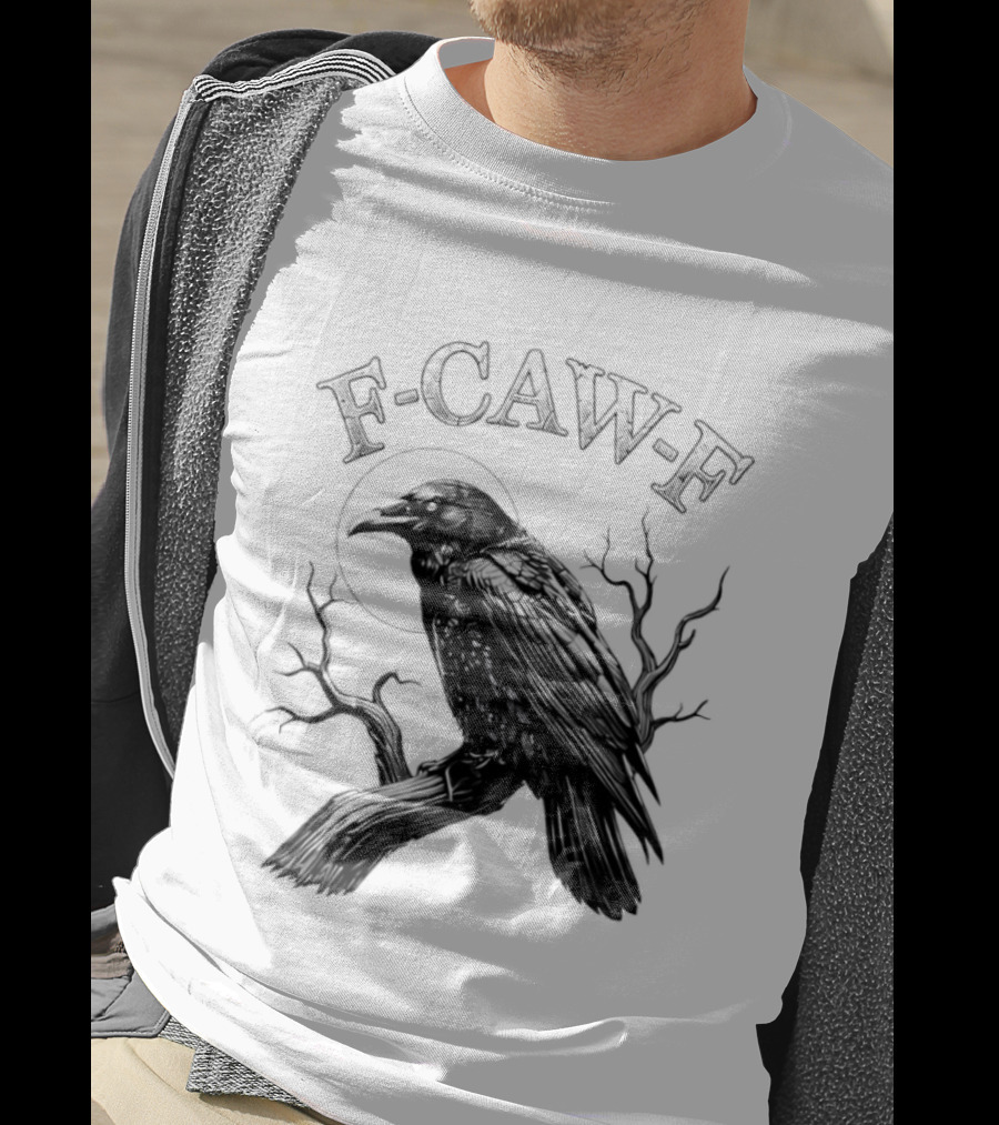 F Caw F Black Bird Moon Gothic Crow Humor T-Shirt