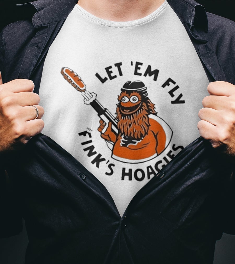Gritty Flyers Let 'Em Fly Fink's Hoagies Philadelphia Hockey T-Shirt