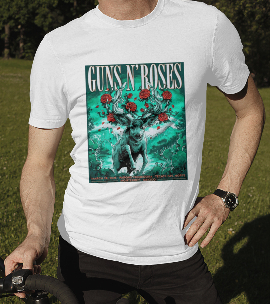 Guns N' Roses Monterrey March 28 2026 Tecate Pa'l Norte Parque Fundidora T-Shirt