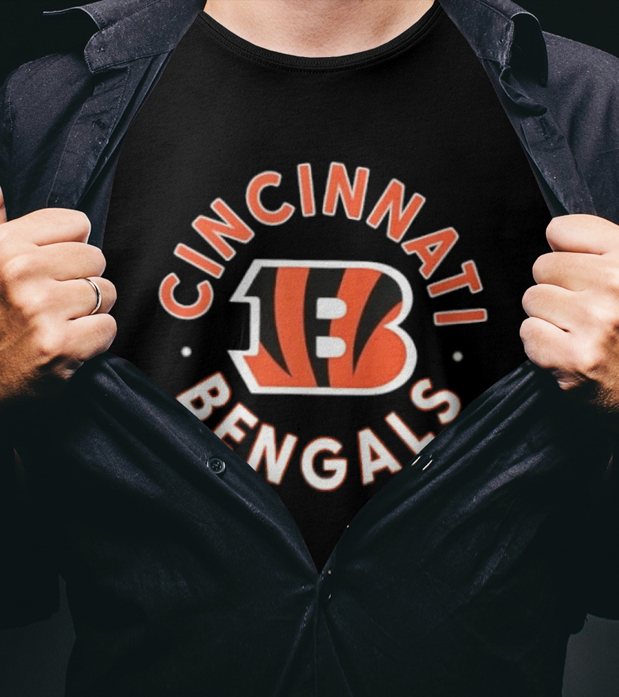 Cincinnati Bengals B Icon Orange Black Lettering T-Shirt