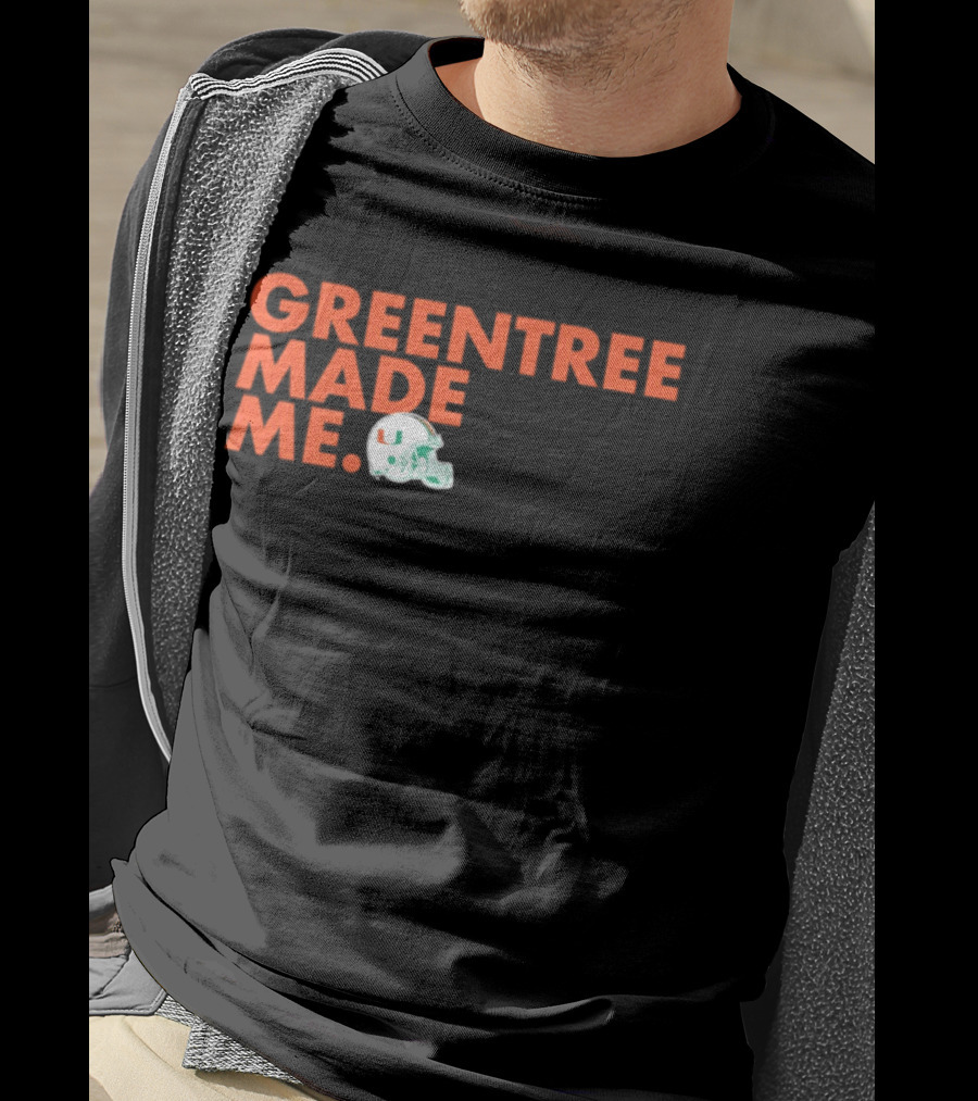 Miami Hurricanes Greentree Made Me Football Helmet T-Shirt