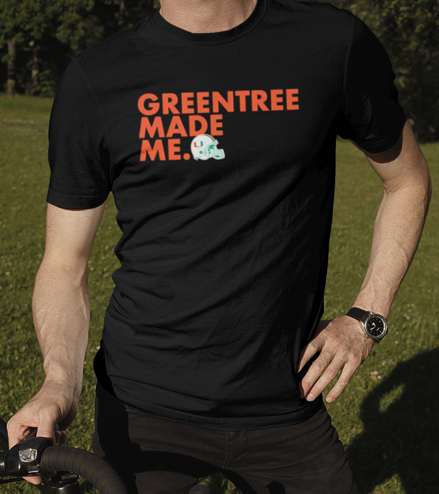 Miami Hurricanes Greentree Made Me Football Helmet T-Shirt