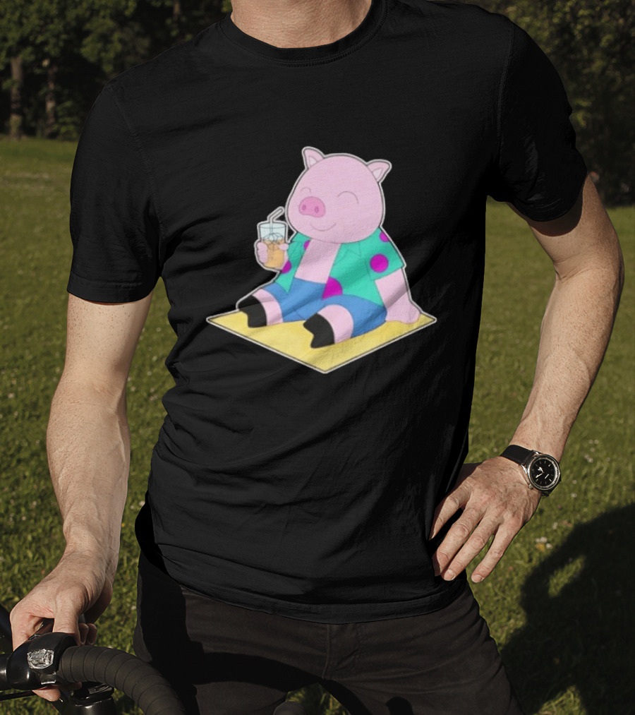 Pig Beach Beverage Summer Relaxation Fun T-Shirt
