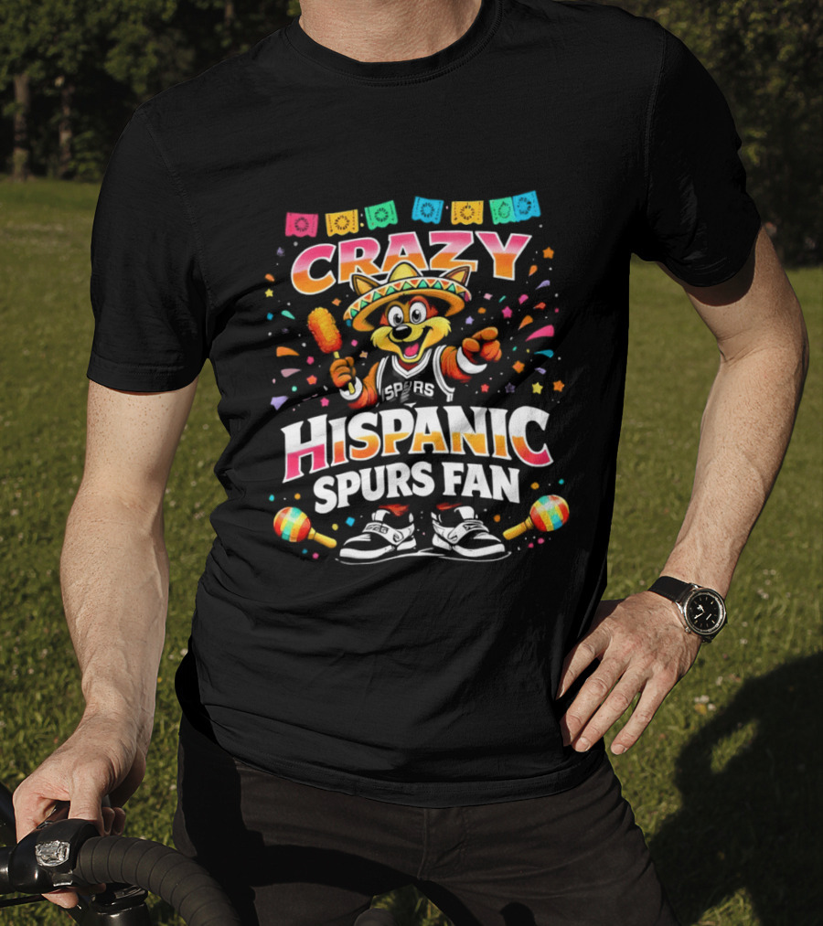 Crazy Hispanic Spurs Fan Fiesta Coyote 2026 Basketball Game Day Mexico Celebration T-Shirt