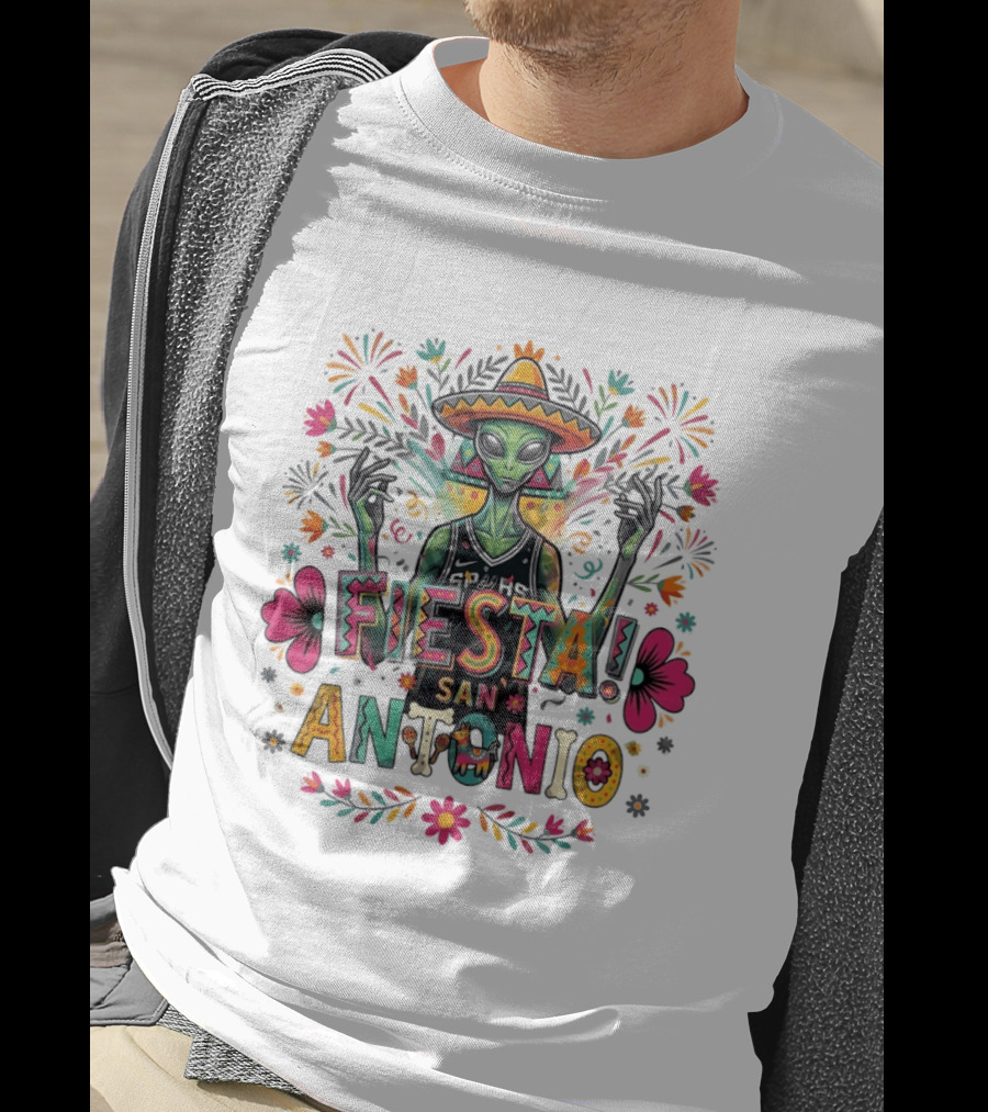 Fiesta San Antonio Alien Victor Wembanyama Mexico Spurs Basketball Floral T-Shirt