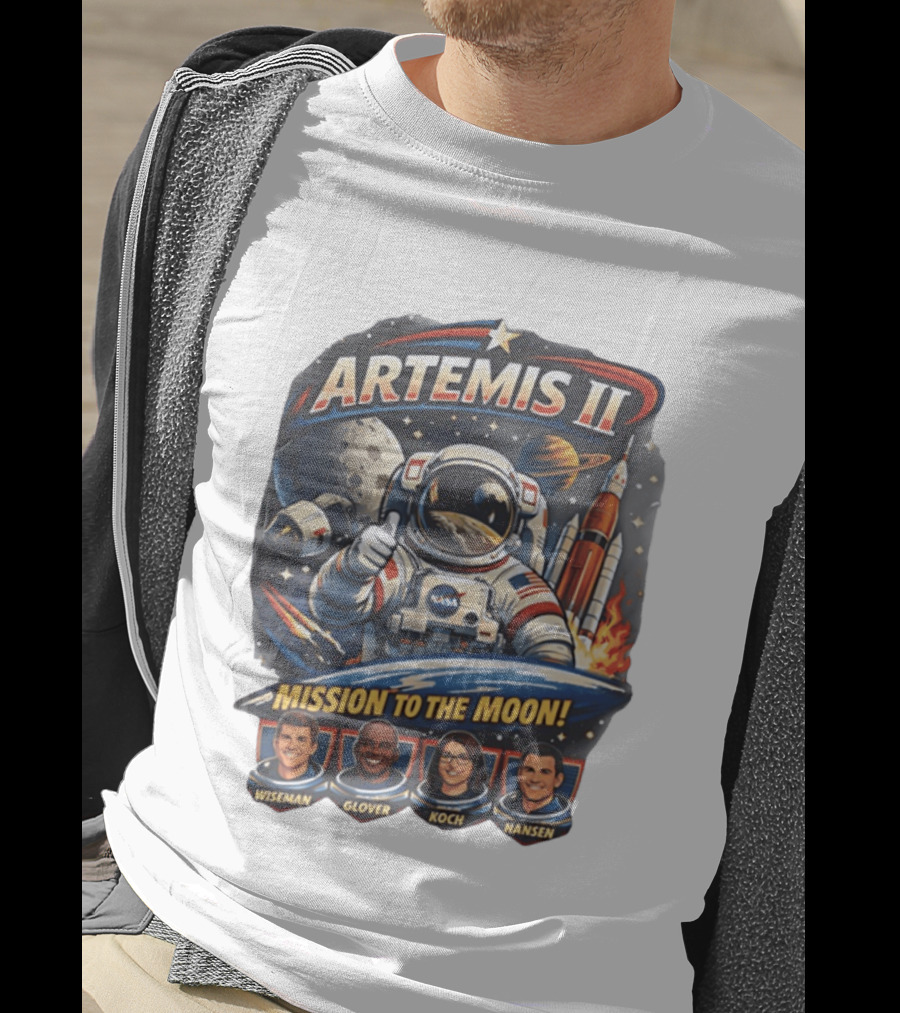Artemis II NASA Astronauts Wiseman Glover Koch Hansen Lunar Mission T-Shirt
