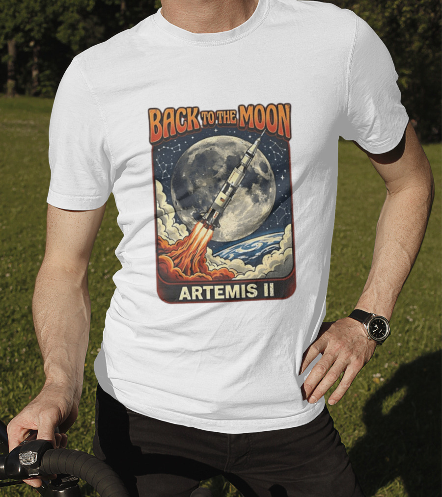 Back To The Moon Artemis II Rocket Launch Space Adventure T-Shirt