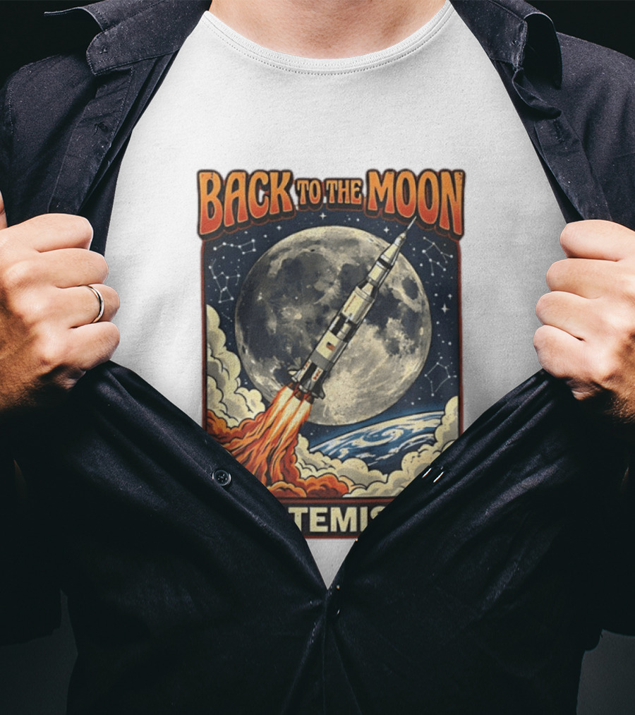 Back To The Moon Artemis II Rocket Launch Space Adventure T-Shirt