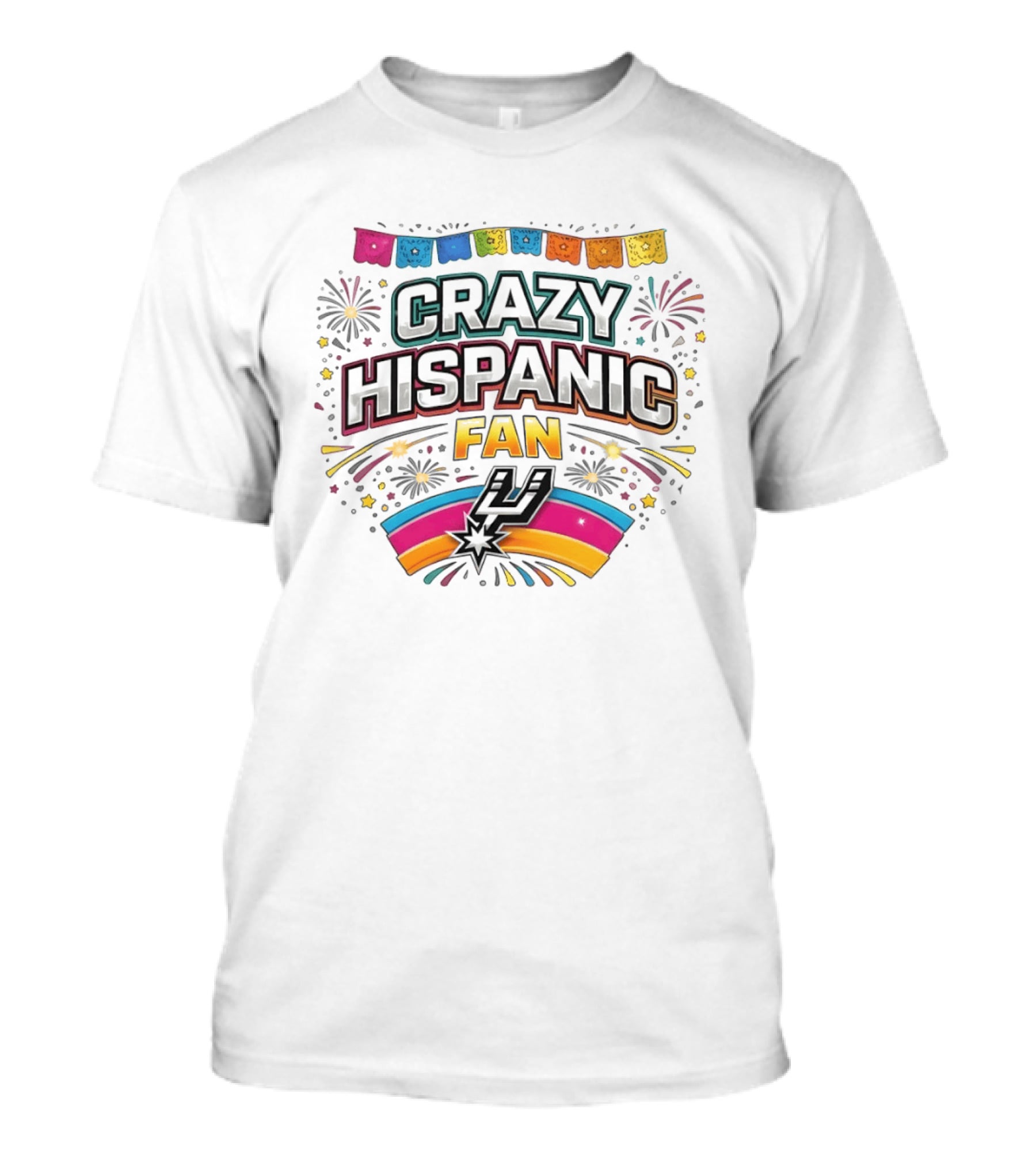 Crazy Hispanic Fan Spurs Basketball Celebration 2026 Fiesta Vibes T-Shirt
