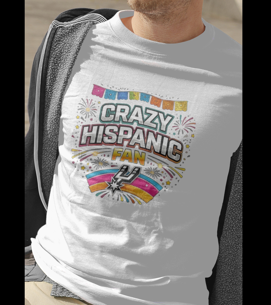 Crazy Hispanic Fan Spurs Basketball Celebration 2026 Fiesta Vibes T-Shirt