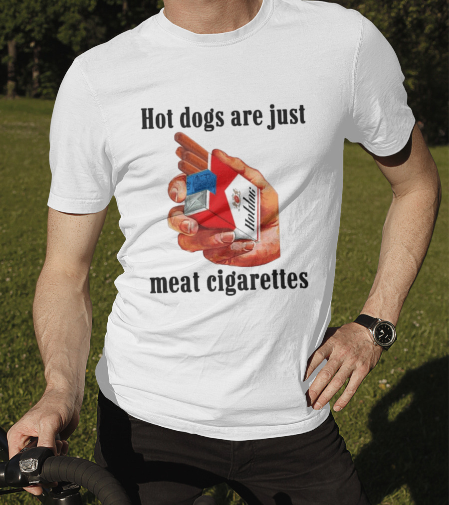 Hot Dogs Are Just Meat Cigarettes Parody Pack T-Shirt
