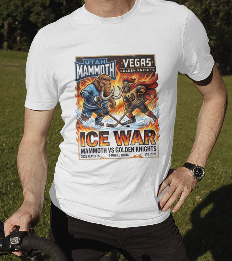 Utah Mammoth Vegas Golden Knights Ice War 2026 Playoffs Mobile Arena T-Shirt