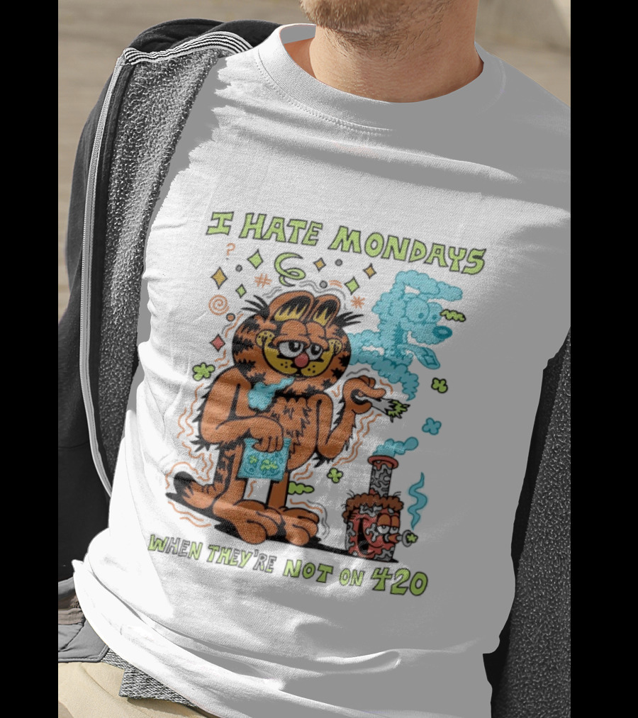 I Hate Mondays Orange Cat When They're Not On 420 Smoking Cartoon T-Shirt