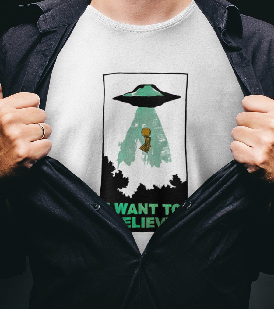 The X Files UFO I Want To Believe NBA Championship Trophy T-Shirt