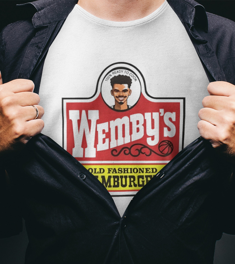 Wemby's Old Fashioned Slamburgers Spurs Basketball Cook T-Shirt