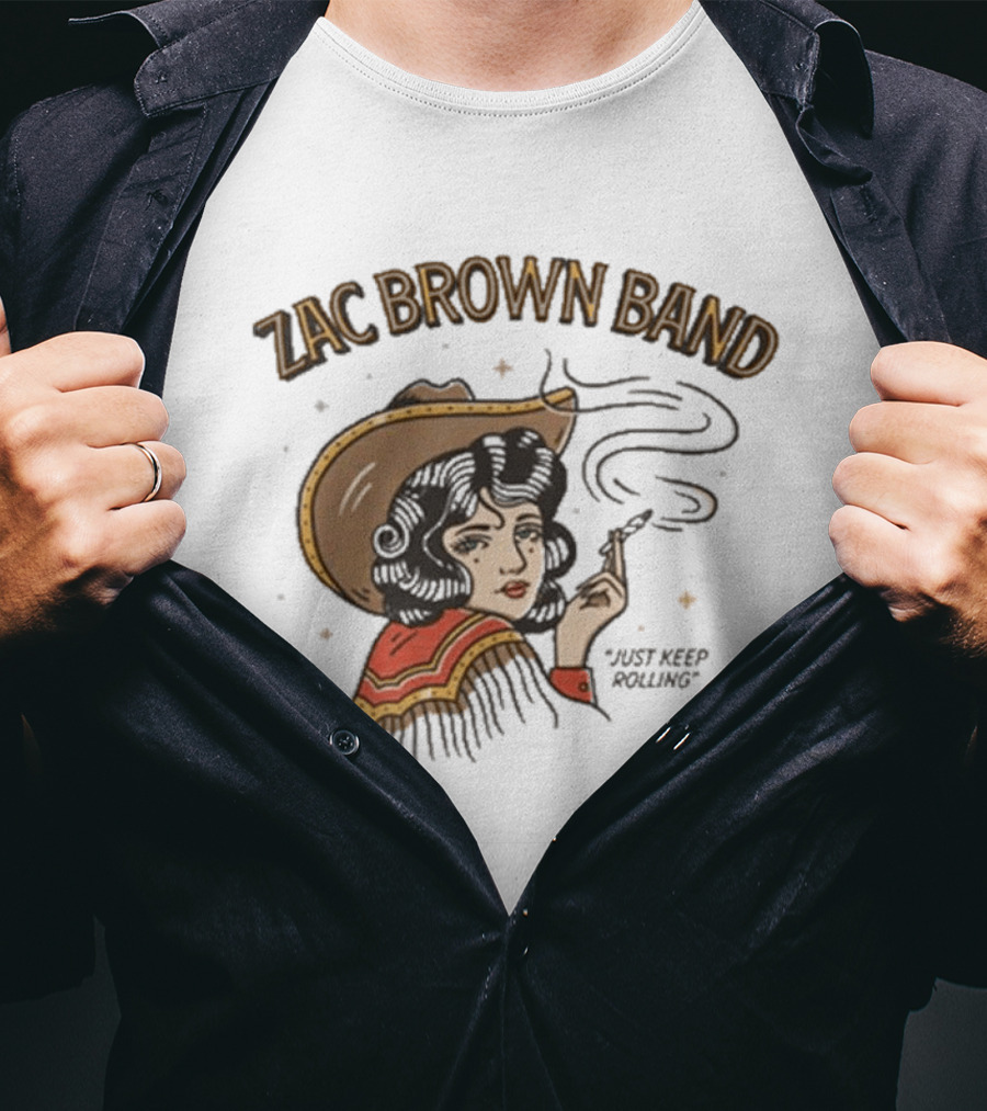 Zac Brown Band Just Keep Rolling Smoking Cowgirl 2026 420 Day T-Shirt