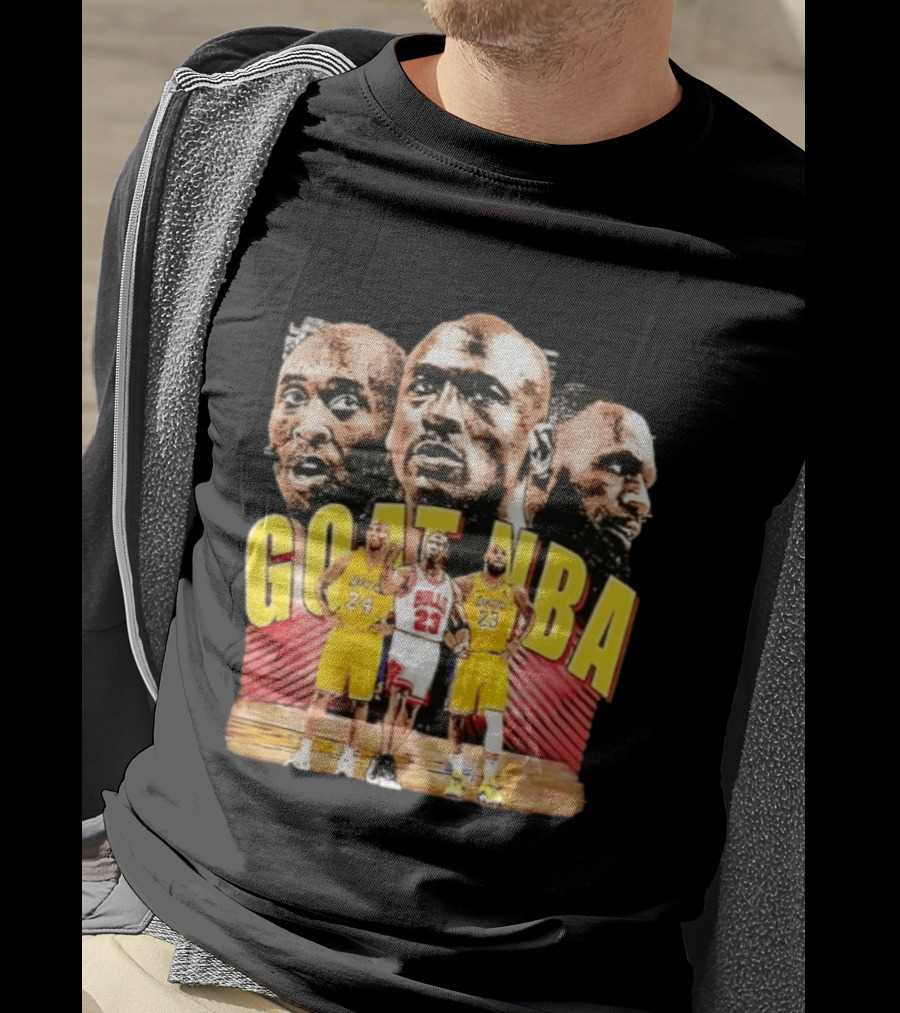 GOAT NBA Kobe Bryant Michael Jordan LeBron James Lakers Bulls Collage T-Shirt
