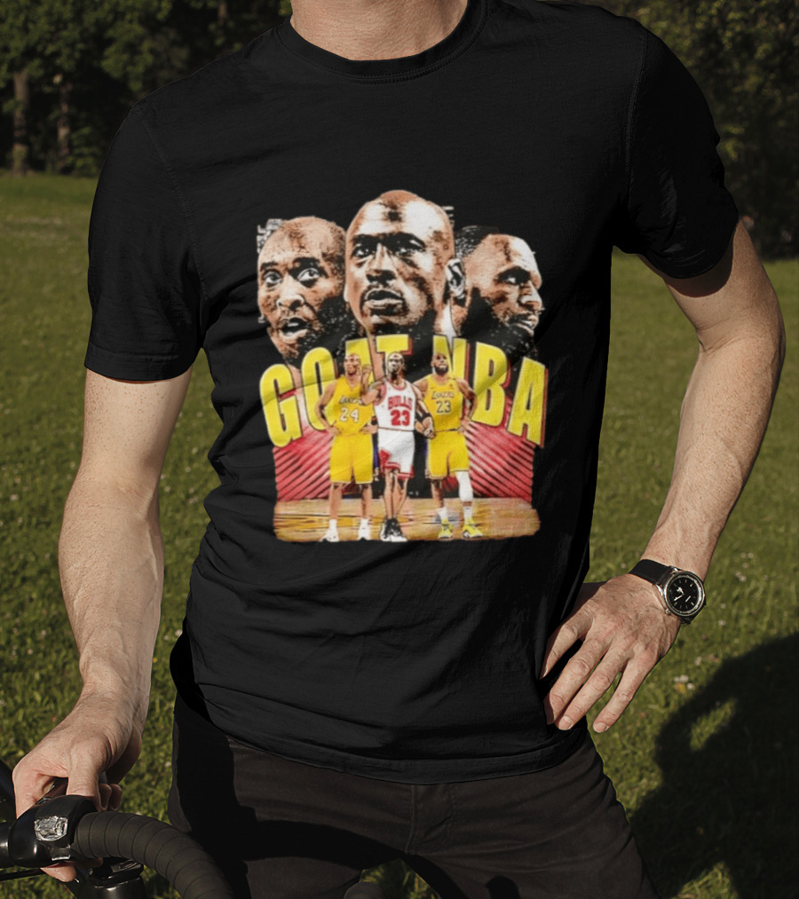 GOAT NBA Kobe Bryant Michael Jordan LeBron James Lakers Bulls Collage T-Shirt