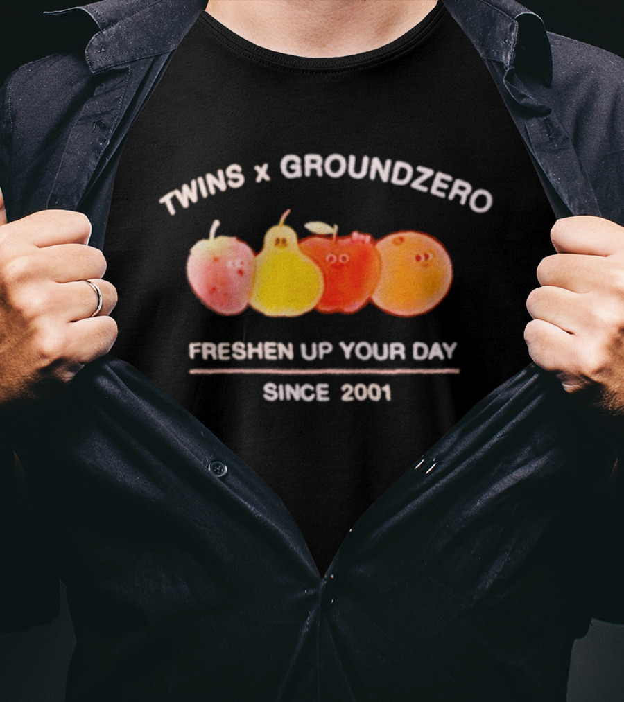 Twins X Groundzero Freshen Up Your Day Fruit Design Since 2001 T-Shirt