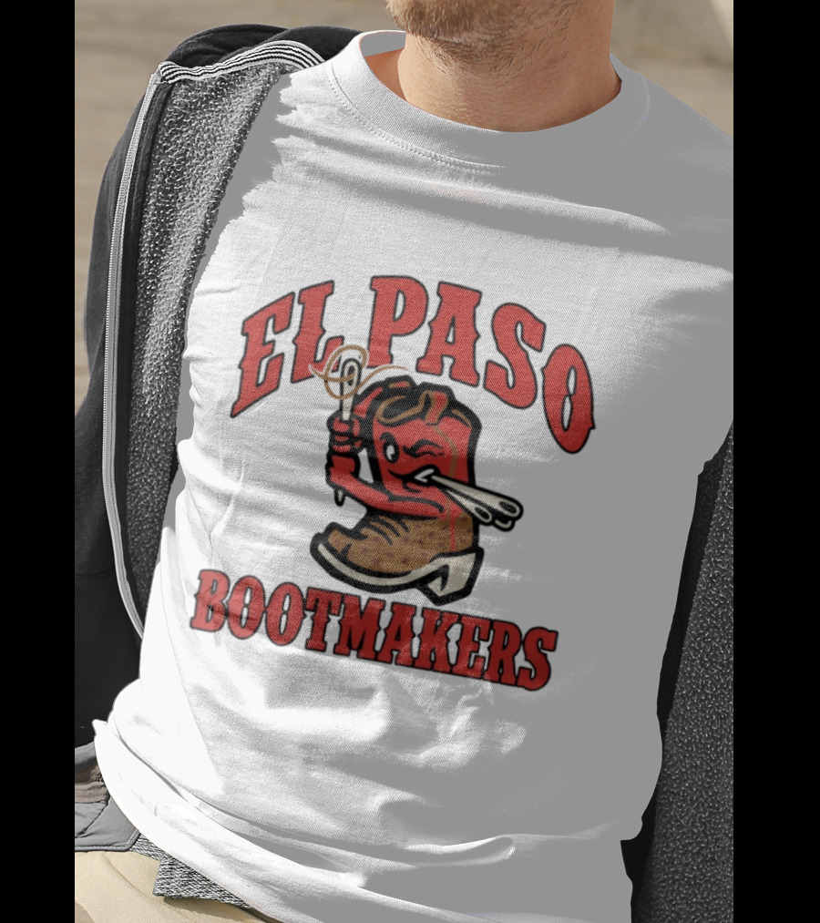El Paso Bootmakers Winking Cowboy Boot Holding Lasso And Scissors T-Shirt