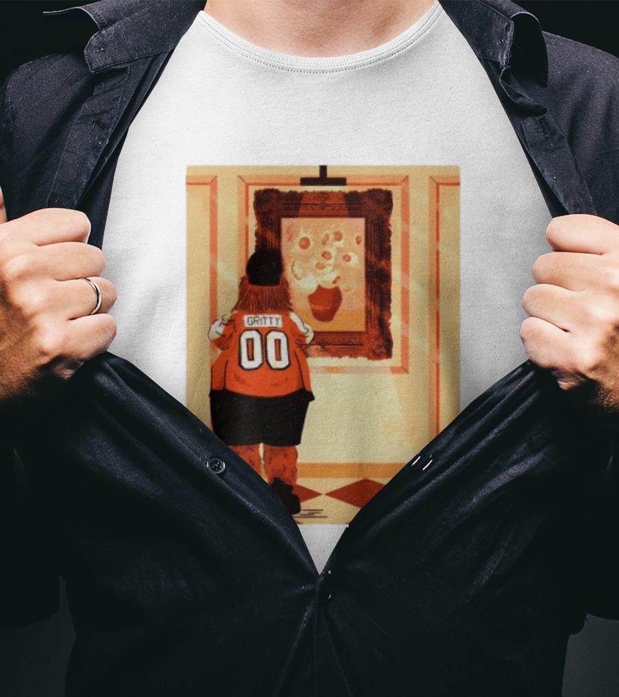 Gritty Philadelphia Flyers Meets Vincent Van Gogh Sunflowers Museum Exhibit T-Shirt