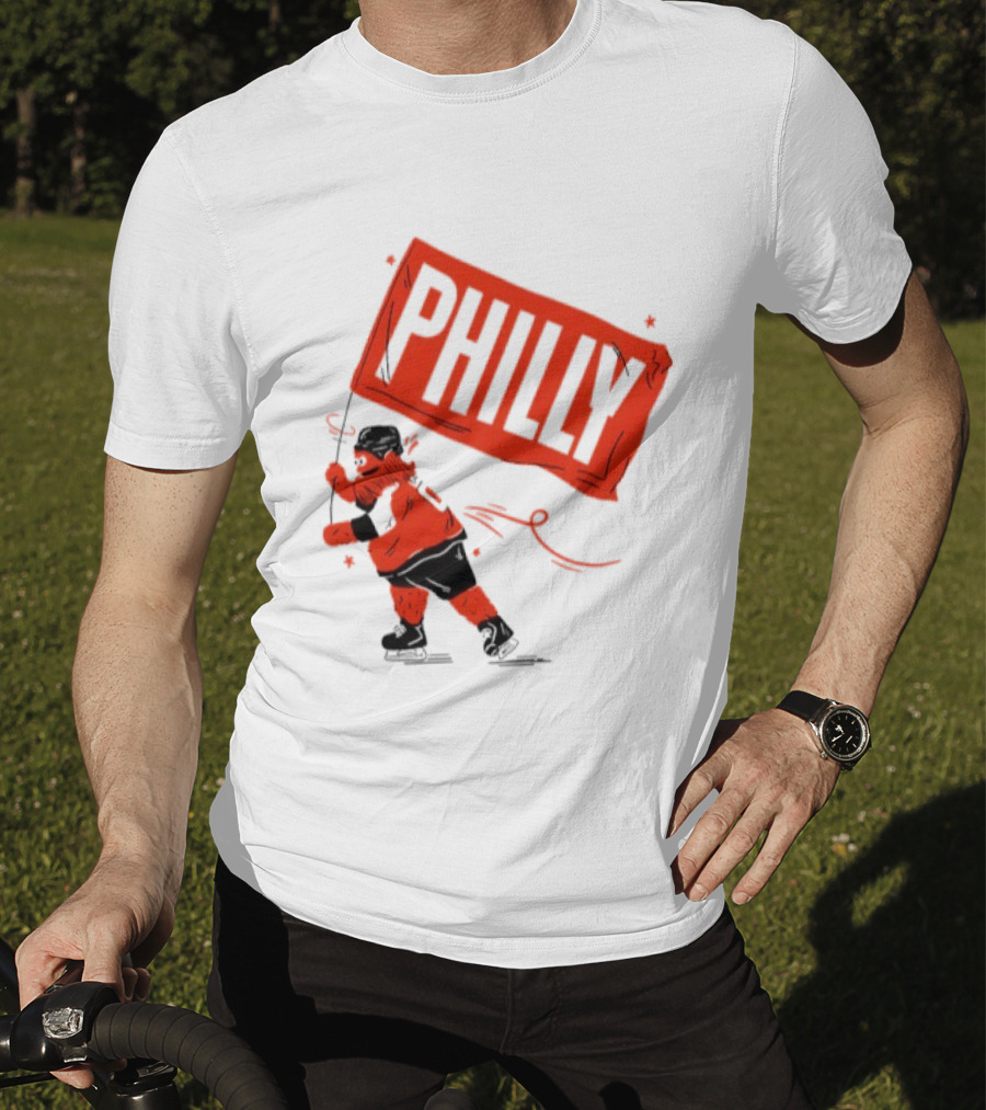 Gritty Philly Flag Philadelphia Flyers Hockey Rally Fan T-Shirt