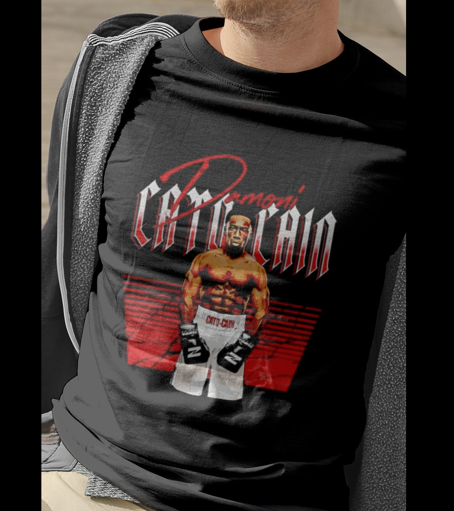 Damoni Cato Cain Boxing Fighter Zuffa Posed In Green Gloves T-Shirt