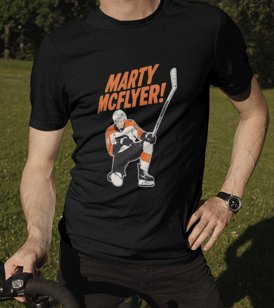 Marty McFlyer Philadelphia Flyers Hockey NHL 2026 Retro Mashup T-Shirt