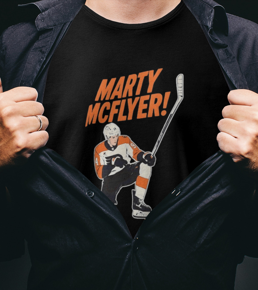 Marty McFlyer Philadelphia Flyers Hockey NHL 2026 Retro Mashup T-Shirt