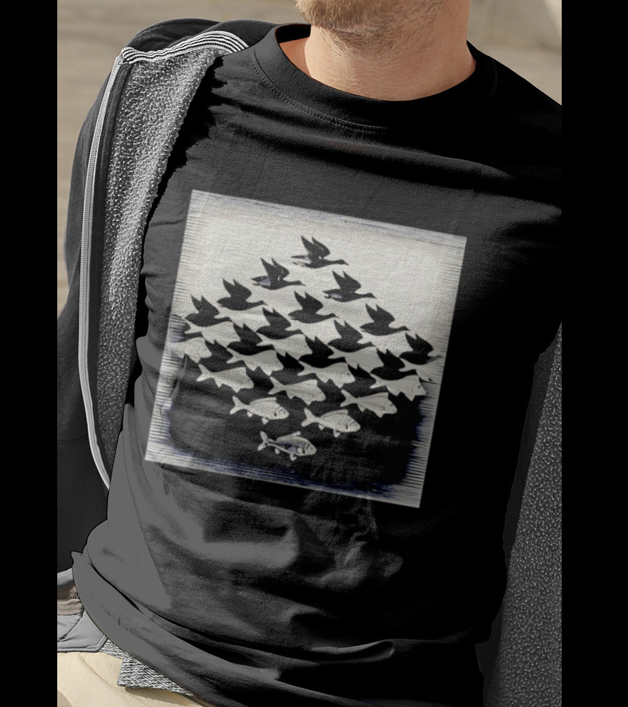 MC Escher Sky And Water Tessellation Optical Illusion T-Shirt
