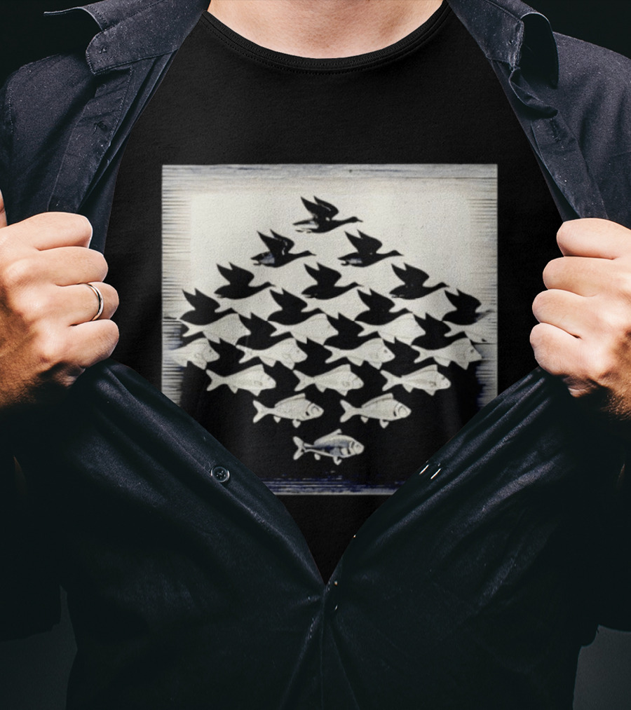 MC Escher Sky And Water Tessellation Optical Illusion T-Shirt